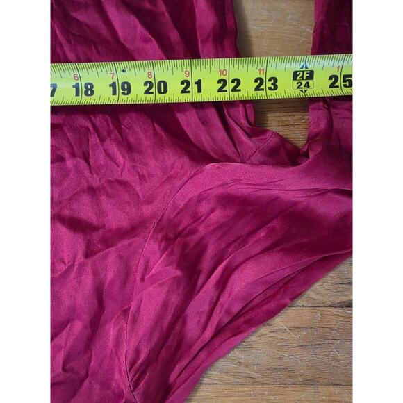 Moda International silk Long Sleeve Button Up Shirt cherry XL A001350 - Picture 6 of 7